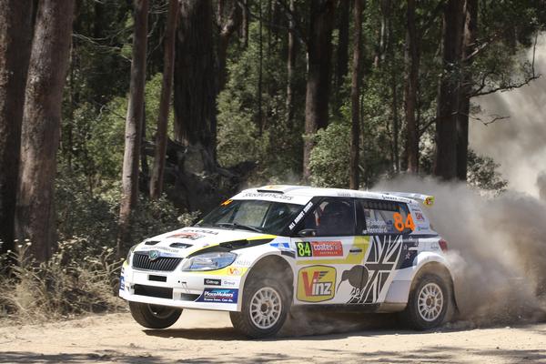 Hayden Paddon in action during the shakedown for WRC Rally Australia
